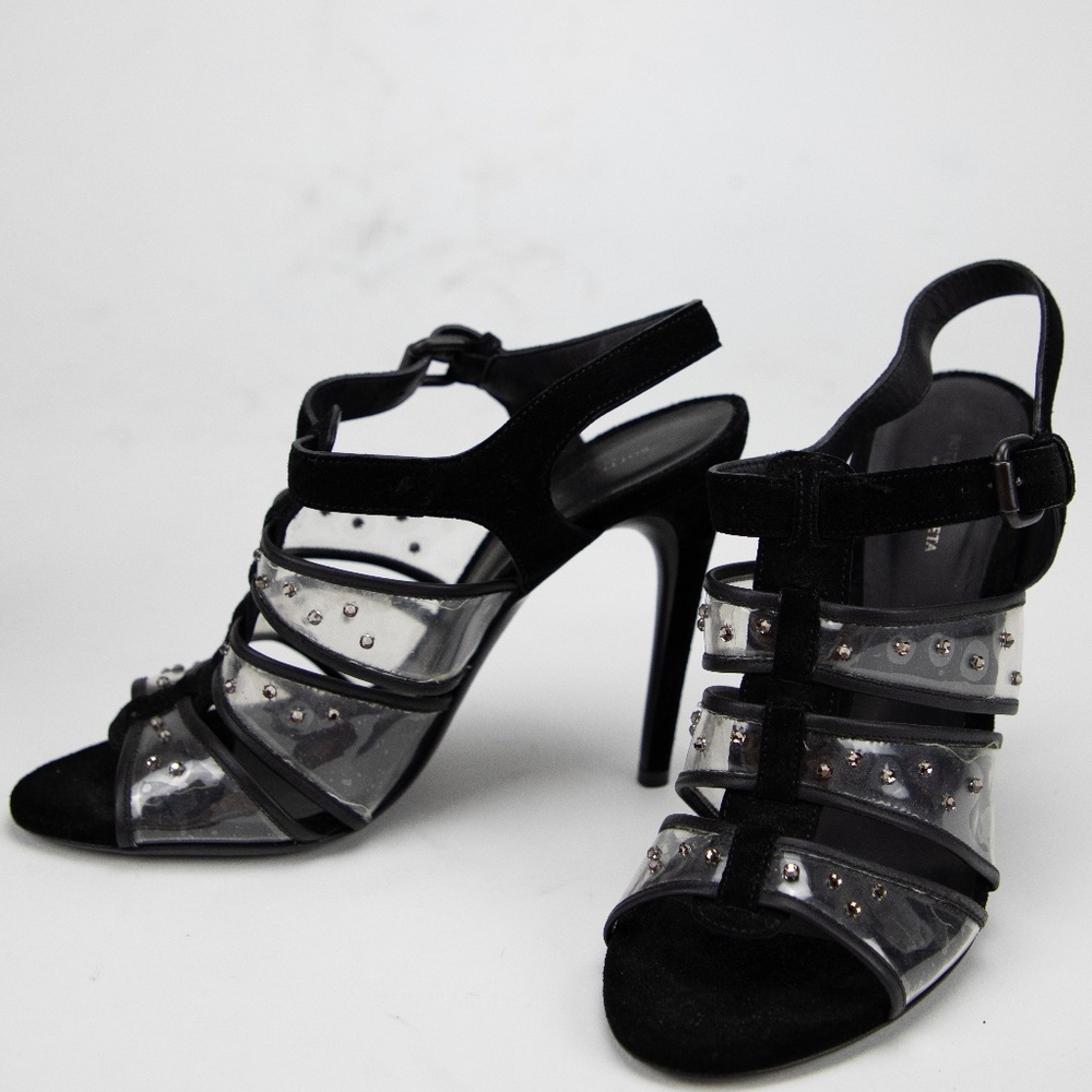 Bottega Veneta black suede W/Swarovski Crystals